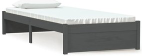 814911 vidaXL Рамка за легло, сива, дърво масив, 75x190 см, Small Single