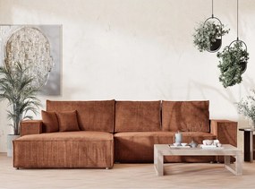 Шенилов сгъваем/с място за съхранение ъглов диван в меден цвят (ляв ъгъл) Maze – Maison de Rêve