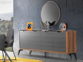 скрин с четири врати и огледало ZETT2MDF сиво