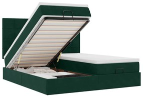 3313781 vidaXL Османска легло с матраци, тъмнозелено, 200x200 см, кадифе