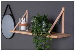 Дървен рафт с кожени дръжки , 120 x 20 cm Forno - House Nordic