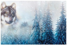 Тапет – Вълк в снежен пейзаж