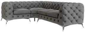 Сив кадифен ъглов диван (ляв ъгъл/L форма) Chelsea – Ropez