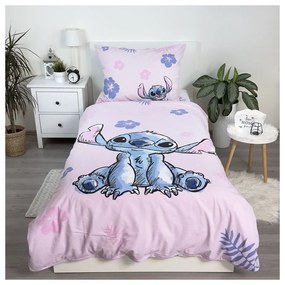 Светлорозово единично памучно детско спално бельо 140x200 cm Lilo &amp; Stitch "Pink" – Jerry Fabrics