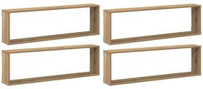 856585 vidaXL Стенни кубични рафтове, 4 бр, дъб артизан, 100x15x30 см