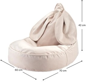 Бежов кадифен детски пуф Bunny – Wigiwama