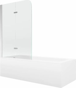 Mexen Vega правоъгълна вана 160 x 70 см с корпус и двукрилен параван 100 см, прозрачен, хром - 550116070X9010020100