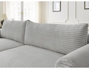 Светлосив разтегателен ъглов диван от рипсено кадифе (ляв ъгъл) Lucien – Bobochic Paris