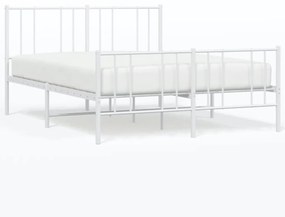 352547 vidaXL Метална рамка за легло с горна и долна табла, бяла, 140x190 см