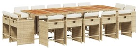 3211240 vidaXL Градински комплект с възглавници 15 части бежов полиратан