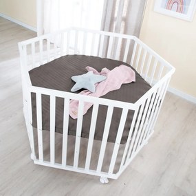 Бяла кошара за игра с регулируема височина/на колелца – Roba