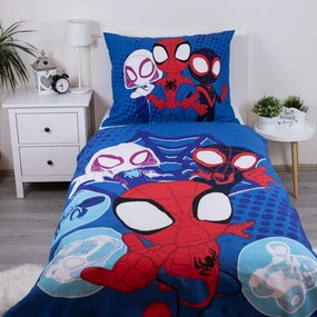Синьо единично памучно детско спално бельо 140x200 cm Spidey – Jerry Fabrics