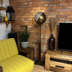 Индустриална подова лампа бронз с дърво регулируема - Haicha