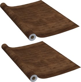 Самозалепващо фолио за врати, 2 бр, тъмен дъб, 210x90 см, PVC