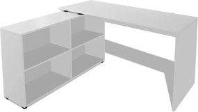 Ъглово бюро с четири рафта, бяло