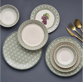 Керамичен комплект за хранене от 24 части, пъстроцветен