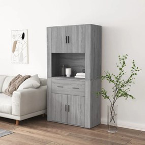 3185373 vidaXL Висок шкаф, сив сонома, инженерно дърво