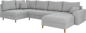 Светлосив ъглов диван от рипсено кадифе (десен ъгъл/"U" форма) Ariella – Ropez
