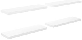 323753 vidaXL Окачени стенни рафтове, 4 бр, бял гланц, 80x23,5x3,8 см, МДФ