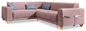 Розов разтегателен/с място за съхранение ъглов диван (ляв ъгъл/L форма) Classy Sophie – Miuform