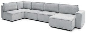 Светлосив велурен U-образен ъглов диван, ляв ъгъл Nihad modular - Bobochic Paris