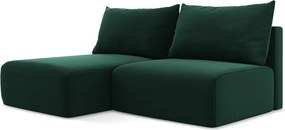 Тъмнозелен кадифен сгъваем/с място за съхранение ъглов диван (ляв ъгъл) Kalena – Makamii