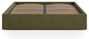 Зелено двойно легло 160x200 cm тапицирано с място за съхранение/без табла с включена подматрачна рамка Susan – Micadoni