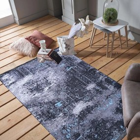 Многоцветен килим със сребрист и син мотив Ширина: 80 см | Дължина: 300 см