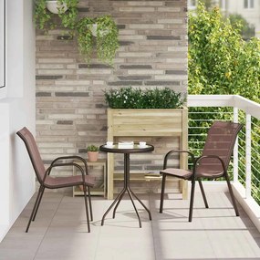 318779 vidaXL Стифиращи градински столове, 2 бр, кафяви, тъкан textilene