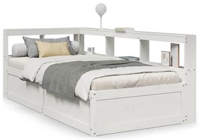 3324470 vidaXL Легло с етажерка за книги, без матрак, 90x200 см, бор масив
