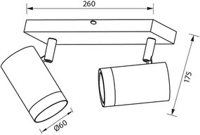 Линеен спот за таван BENITO, черен, 2хGU10