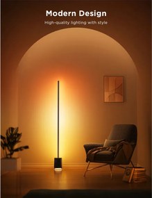 Подова Smart LED лампа Govee Floor Lamp Pro RGBICWW H6079, 170 см, 48W, 2100 lm, 6500K, Wi-Fi, Bluetooth, Govee Home, Черен