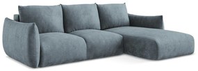 Син шенилов сгъваем ъглов диван (десен ъгъл) Leila – Makamii
