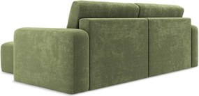 Зелен шенилов сгъваем/с място за съхранение ъглов диван (десен ъгъл) Kona – Makamii