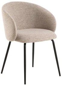 ЦЛЯРА Бежово лате (тъкан Монза 60)/крака черни - МОДЕРЕН ТАПИЦИРАН СТОЛ ЛОФТ ЗА ДНЕВНА/ТРАПЕЗАРИЯ/ОФИС