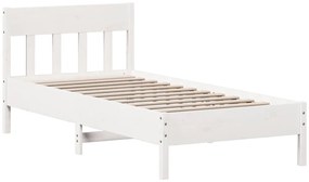 842675 vidaXL Рамка за легло без матрак, бял, 90x190 см, борово дърво масив