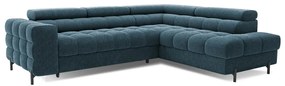 Син сгъваем/с място за съхранение ъглов диван от прежда с примки от букле (десен ъгъл/L форма) Ferucce – ELTAP