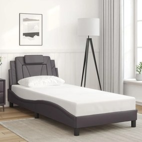3208071 vidaXL Рамка за легло Viana без матрак, сива, 90x200 см, изкуствена кожа