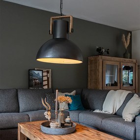 Индустриално висящо осветление тъмно сиво с дърво от манго - Mangoes