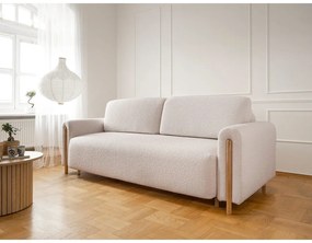 Бежов/кремав сгъваем/с място за съхранение диван от прежда с примки от букле 244 cm Arcadova – ELTAP