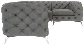 Сив кадифен ъглов диван (десен ъгъл/L форма) Chelsea – Ropez