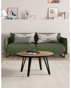 Кръгла масичка за кафе с дъбов плот в черен и естествен цвят ø 80 cm Sindi – Marckeric