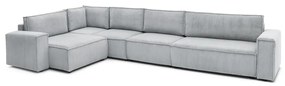 Светлосив ъглов диван от велур, ляв ъгъл Nihad modular – Bobochic Paris