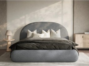 Сиво двойно легло 180x200 cm тапицирано с място за съхранение с включена подматрачна рамка Maumere – Maison de Rêve