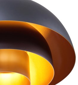 Модерен висящ лампион черен със златист интериор - Loes