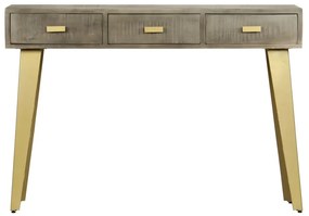 246682 vidaXL Конзолна маса, манго масив, сива с месинг, 110x35x76 cм