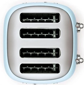 Тостер за хляб SMEG 50's Style TSF03PBEU, 2000W, 4 филии, 6 нива, Тавичка за трохи, Вграден кабел, Неръждаема стомана, Син