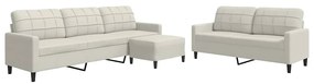 3278489 vidaXL Комплект дивани от 3 части с възглавници, кремав, кадифе