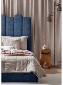 Синьо тапицирано двойно легло с място за съхранение и решетка160x200 cm Dreamy Aurora - Miuform