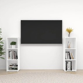 3079907 vidaXL ТВ шкафове, 2 бр, бели, 107x35x37 см, инженерно дърво